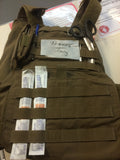 Protective vest with medical equipment worn in Iraq during Department of State contract.
